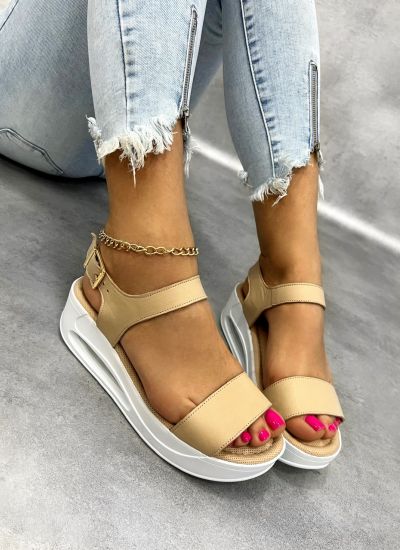 Leather sandals D994 - AIR SOLE - BEIGE