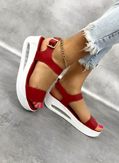 Leather sandals D994 - AIR SOLE - RED