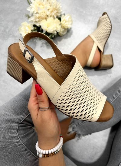 Leather sandals E008 - BEIGE