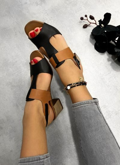 Sandale din piele E015 - NEAGRĂ