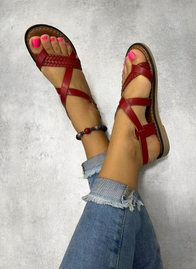 Leather sandals E027 - RED
