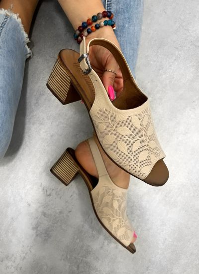 Leather sandals E043 - BEIGE
