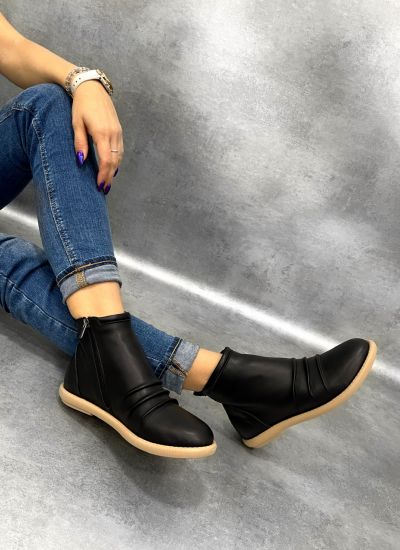 Leather ankle boots E103 - BLACK