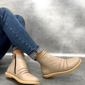 Leather ankle boots E103 - BEIGE