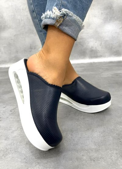Leather clogs E108 - NAVY