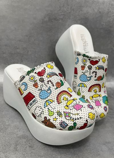 Leather clogs D954 - KIDS - WHITE