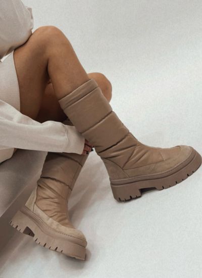 Leather boots E229 - BEIGE