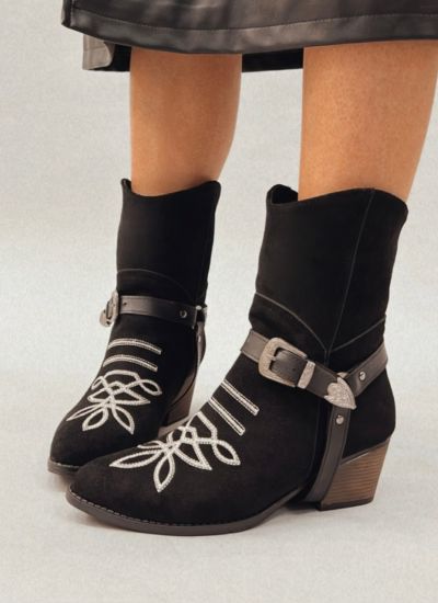 Women half boots E245 - BLACK