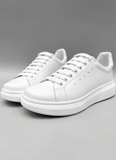 Leather sneakers E301 - WHITE