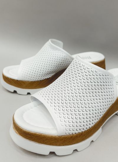 Leather slippers E302 - WHITE