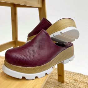 Leather slippers E289 - WINE RED