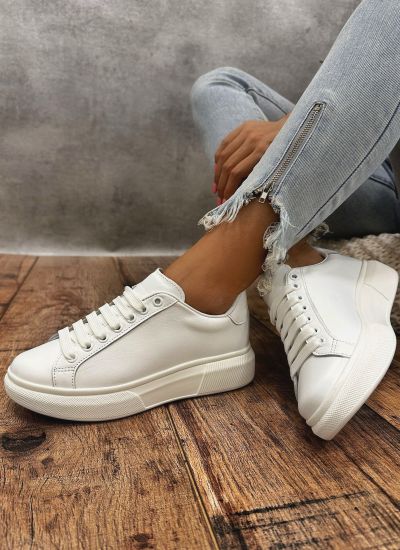 Leather sneakers E407 - WHITE