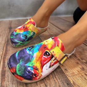 Patterned women clogs E438 - MULTICOLOR