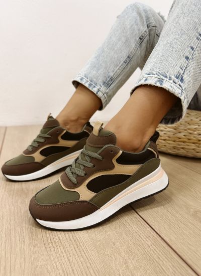 Women sneakers E526 - DARK GREEN