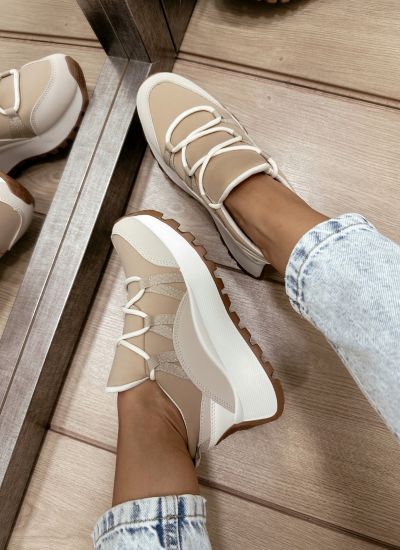 Women sneakers E538 - NA NAVLAČENJE - BEIGE