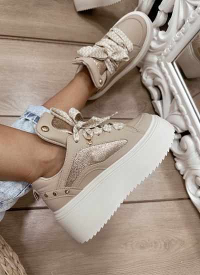 Women sneakers E559 - BEIGE