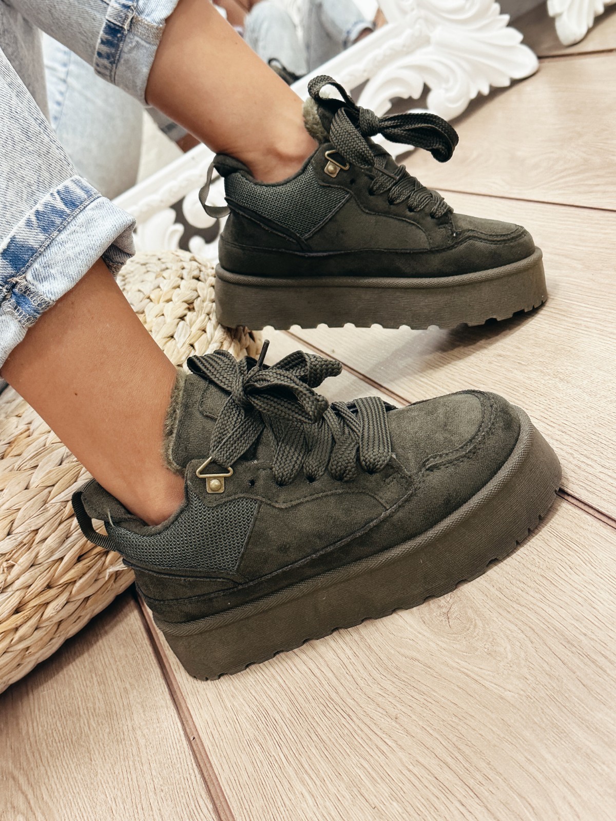 Women sneakers E561 - DARK GREEN