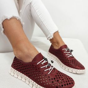 Kožne patike E994 - RUPIČASTE - BORDO