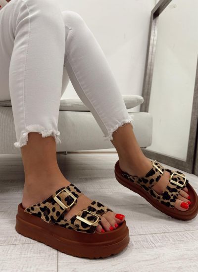 Ženske papuče F041 - SA KAIŠEVIMA - LEOPARD