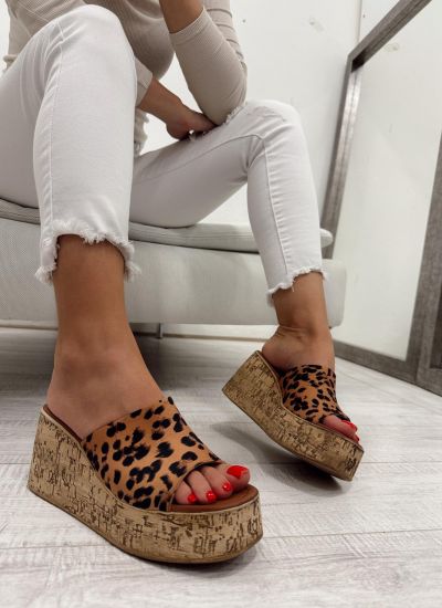Ženske papuče E970 - NA PUNU PETU - LEOPARD
