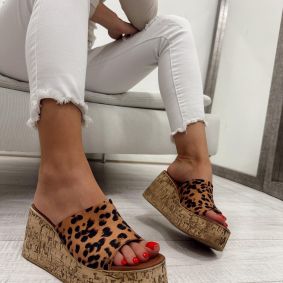 Ženske papuče E970 - NA PUNU PETU - LEOPARD