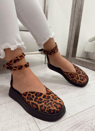 Ženske sandale F053 - RUPIČASTE - VELUR - LEOPARD