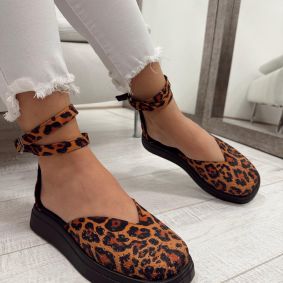 Ženske sandale F053 - RUPIČASTE - VELUR - LEOPARD