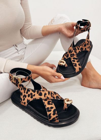 Ženske sandale F069 - SA KAIŠEVIMA - LEOPARD