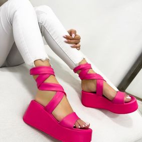 Ženske sandale F109 - NA PLATFORMU - PINK