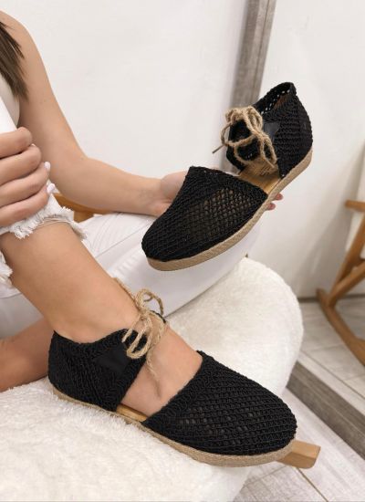 Ženske espadrile F145 - SA VEZOM - CRNA