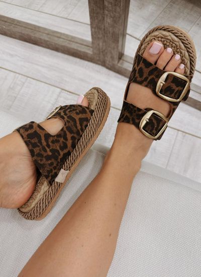Ženske papuče F171 - SA KAIŠEVIMA - LEOPARD
