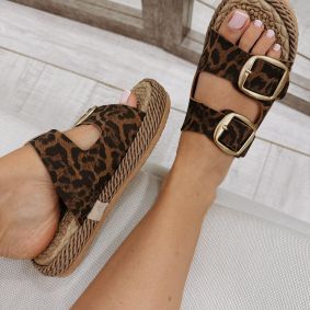 Ženske papuče F171 - SA KAIŠEVIMA - LEOPARD