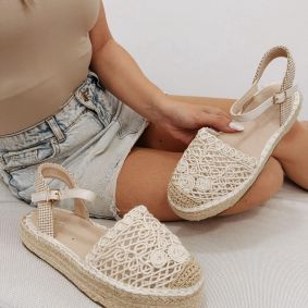 Ženske espadrile F193 - SA VEZOM - BEŽ