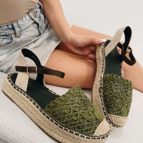 Ženske espadrile F193 - SA VEZOM - ZELENA