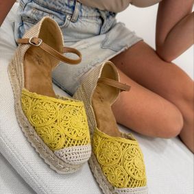 Ženske espadrile F195 - SA VEZOM - ŽUTA