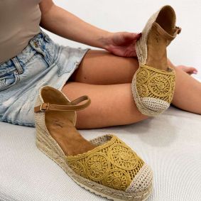 Ženske espadrile F195 - SA VEZOM - ŽUTA