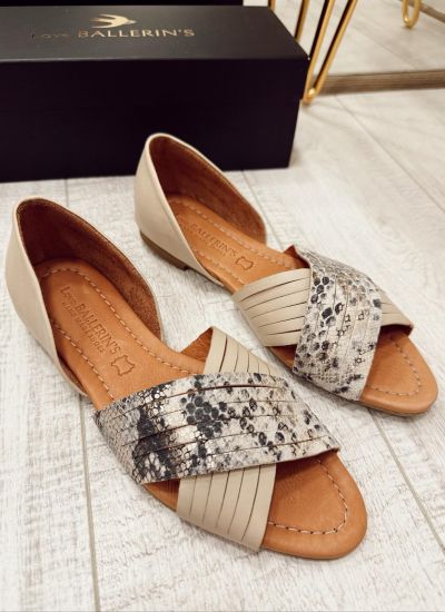 Kožne sandale F287 - LOVE BALLERIN'S - ZMIJSKE - BEŽ