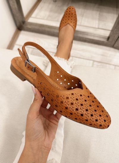Kožne sandale F290 - LOVE BALLERIN'S - RUPIČASTE - KAMEL