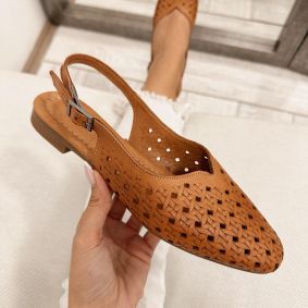 Kožne sandale F290 - LOVE BALLERIN'S - RUPIČASTE - KAMEL