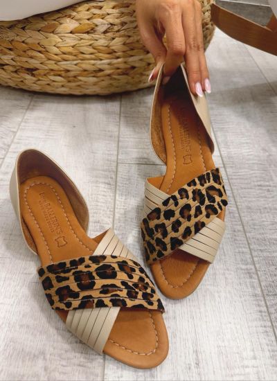 Kožne sandale F287 - LOVE BALLERIN'S - LEOPARD - BEŽ