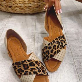 Kožne sandale F287 - LOVE BALLERIN'S - LEOPARD - BEŽ