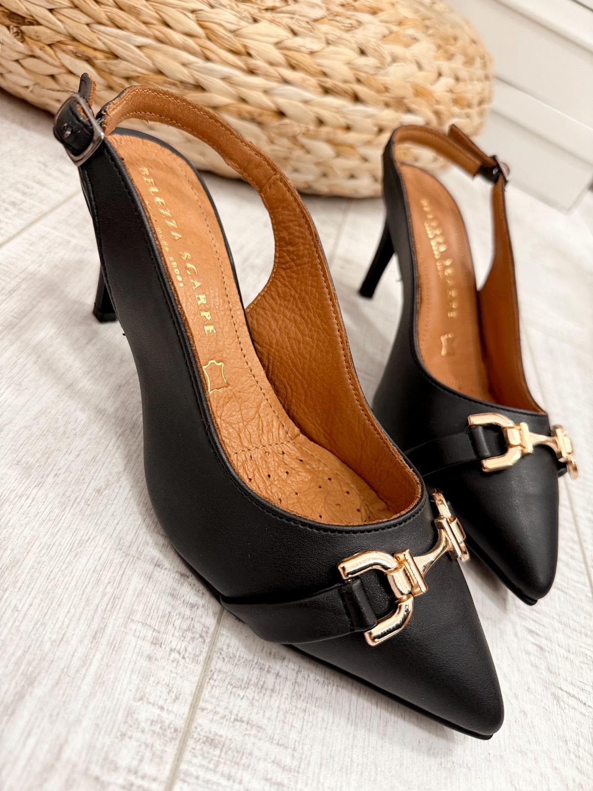 Kožne sandale F338 - BELEZZA SCARPE - CRNA