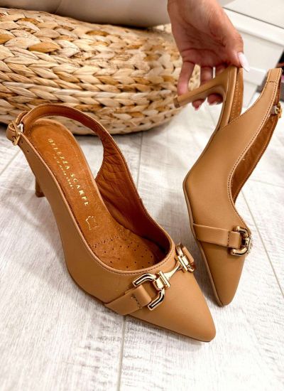 Kožne sandale F338 - BELEZZA SCARPE - KAMEL
