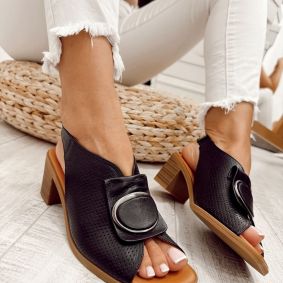 Kožne sandale F342 - LOVE BALLERIN'S - CRNA