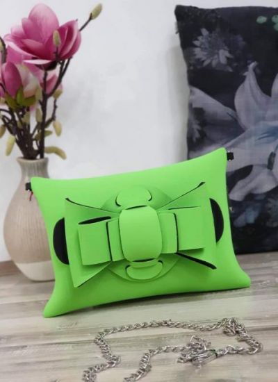 NEON LETTER BAG WITH BOW - GREEN
