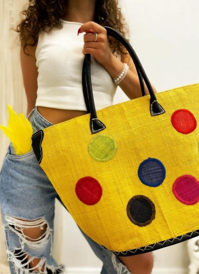 KNITTED BAG WITH DOTS - YELLOW