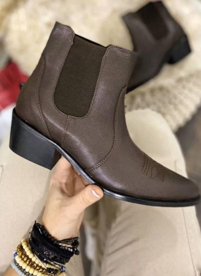 COWGIRL ANKLE BOOTS WITH RUBBER - BROWN 