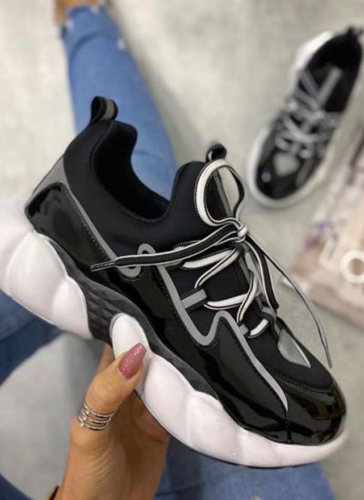 STRETCH SNEAKERS WITH WHITE SOLE - BLACK
