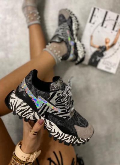 HOLOGRAM PATIKE SA LEOPARD I ZEBRA DETALJIMA - CRNO/BELO/SIVE