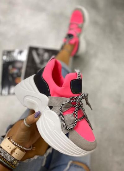 STREČ PATIKE SA VISOKIM ĐONOM - PINK/SIVE